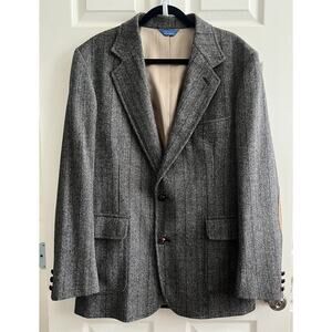 PENDLETON Wool Tweed Leather Patch Sleeve Professor Blazer Sport Coat Jacket